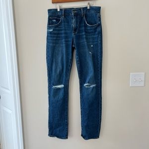 Hudson Men's‎ 33 Blake Straight Zip Fly Medium Wash Distressed Denim Blue Jeans